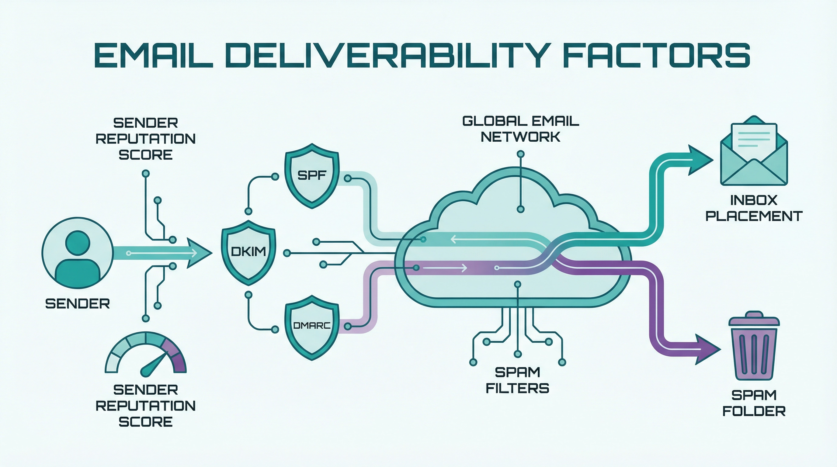 Email deliverability factors and technical infrastructure